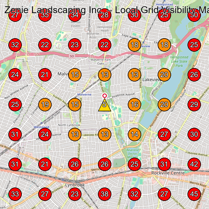 Zenie Landscaping Inc. GeoGrid visibility map for Landscape Designer in Inwood